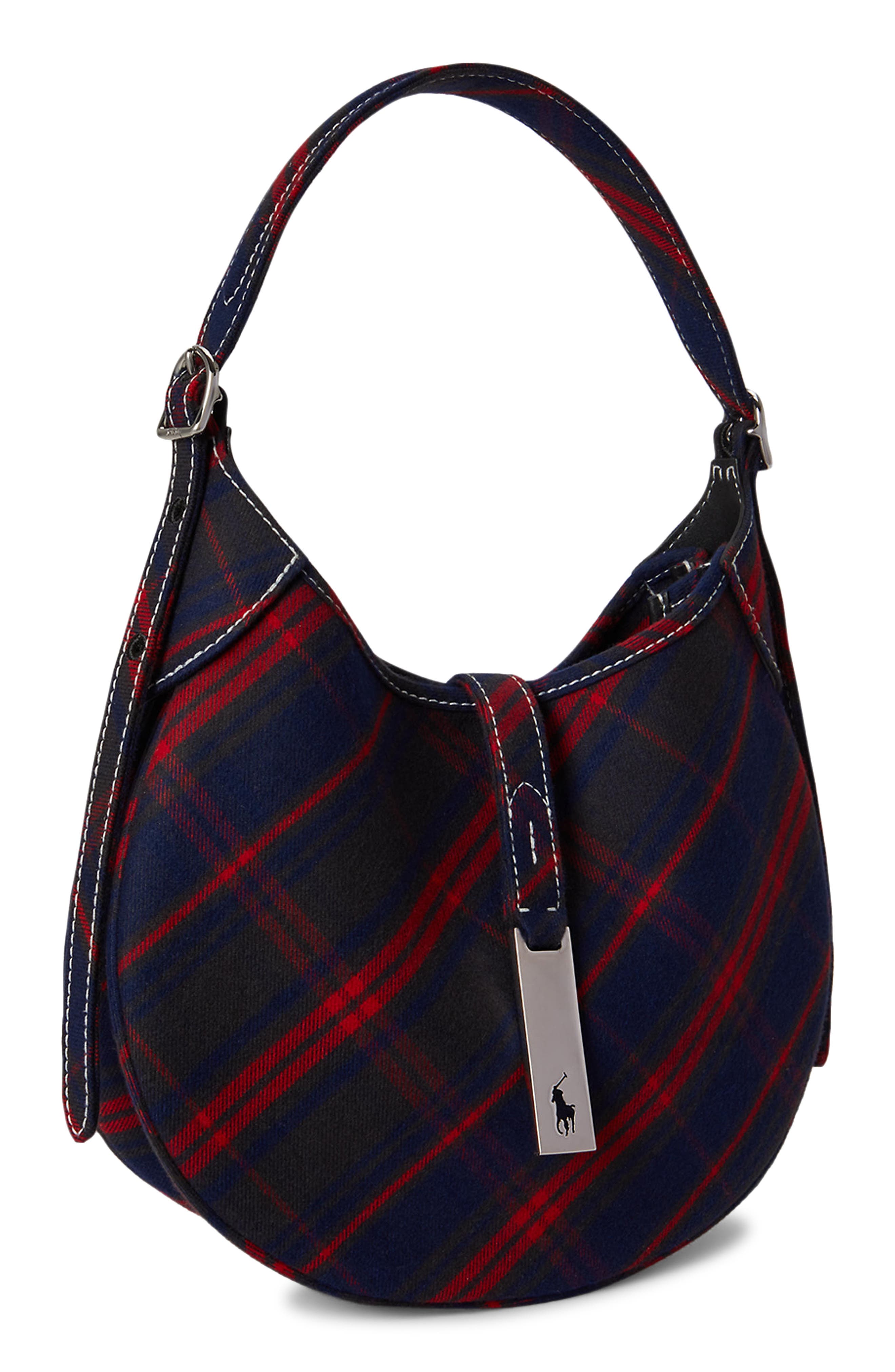 Small Polo ID Plaid Twill Shoulder Bag, Alternate, color, MULT PLAID