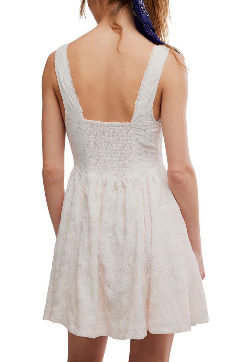 Free People Can't Help It Eyelet Embroidered Minidress, Alternate, color, Champagne Sugar Comb