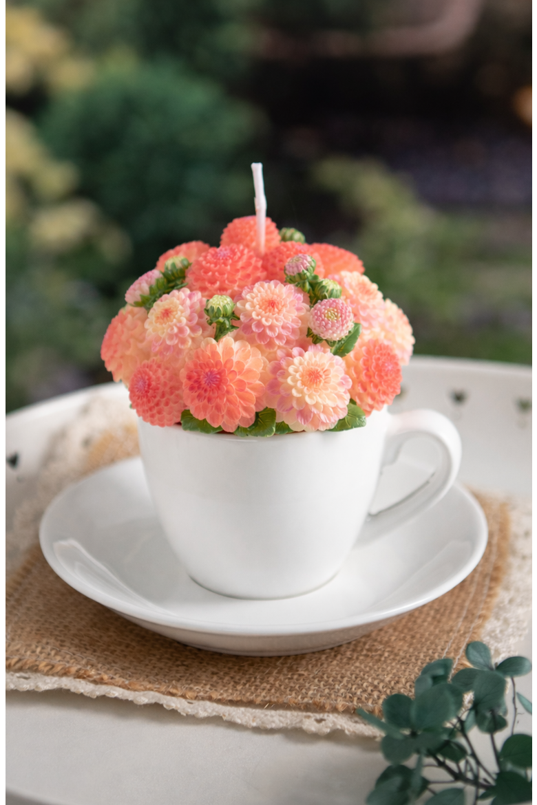 Dahlia Bouquet Aromatherapy Candle, Alternate, color, Pink Orange