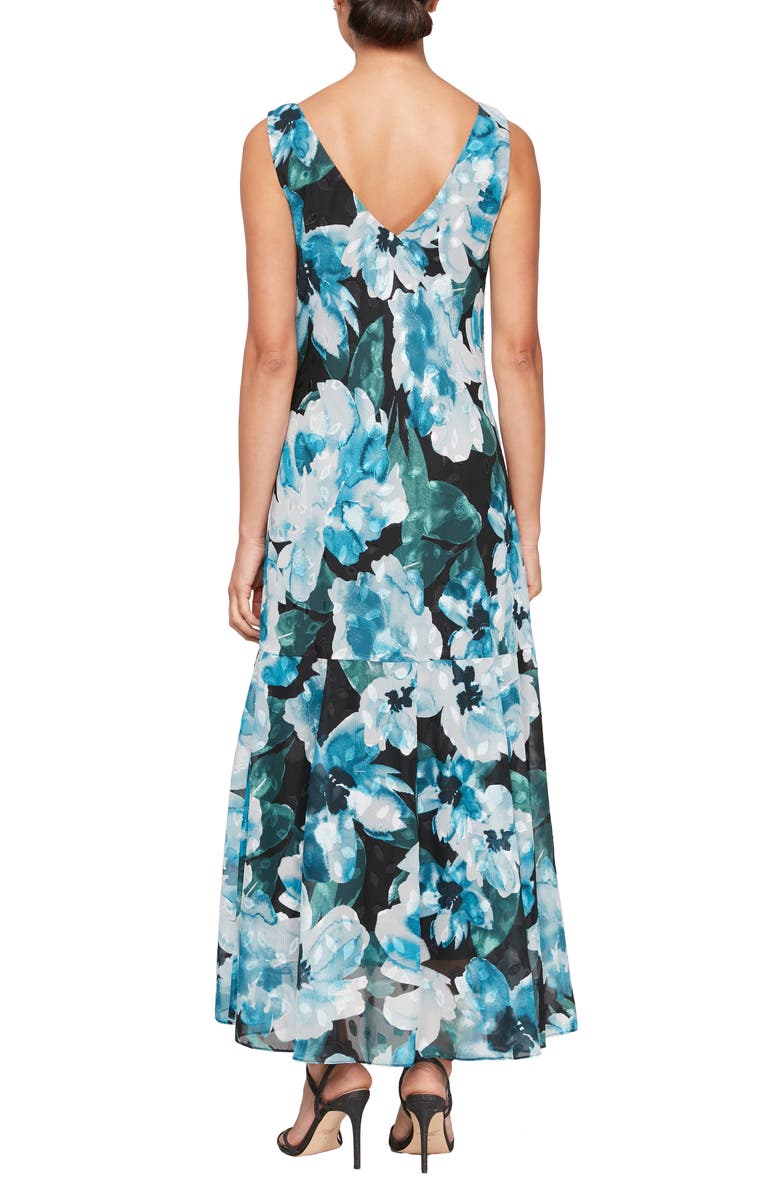 Alex Evenings Floral Burnout Cocktail Dress with Shawl, Alternate, color, 