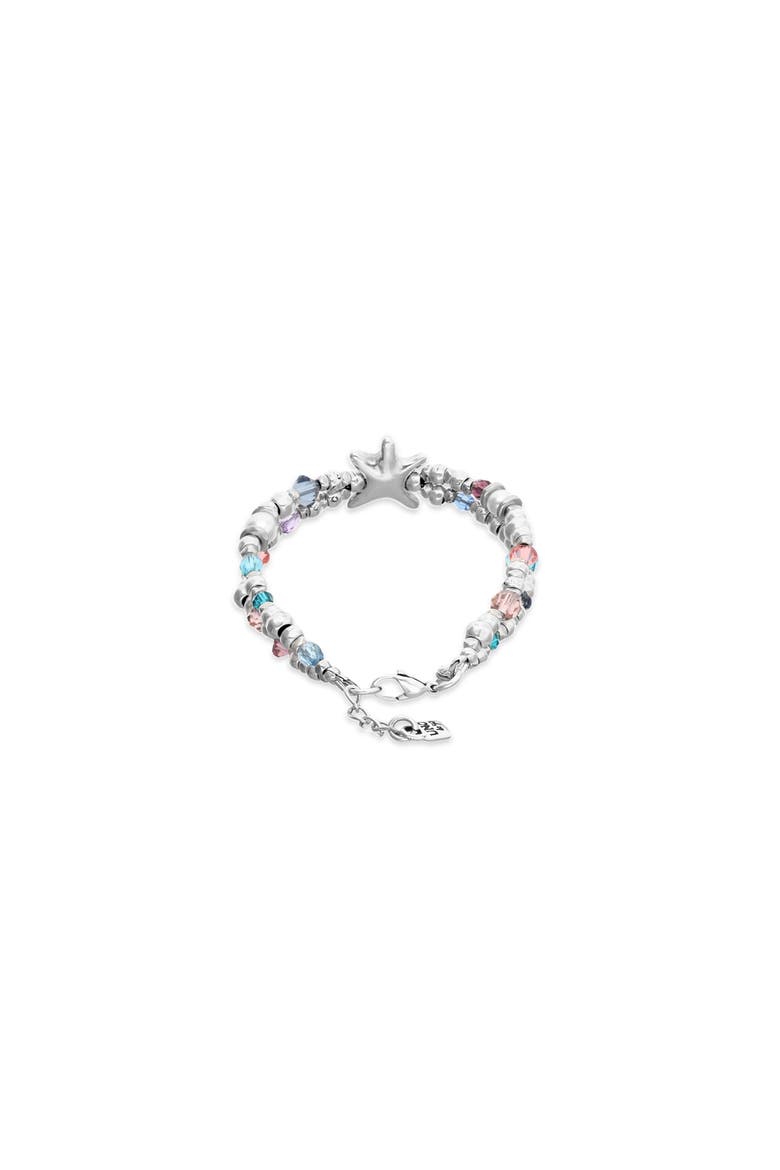 Silver-Tone Double Bracelet with Multicolor Faceted Crystals and Star, Alternate, color, Silver