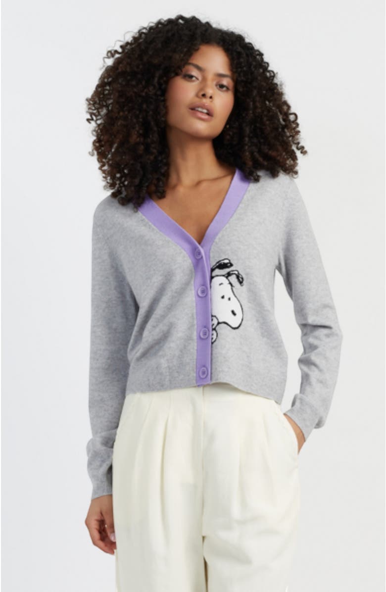 Chinti & Parker Chinti Meets Peanuts Snoopy Peek Pocket Wool Cashmere Cardigan, Main, color, 