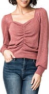 GIBSONLOOK V-Neck Ruched Knit Top