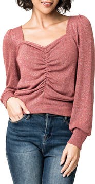 GIBSONLOOK V-Neck Ruched Knit Top