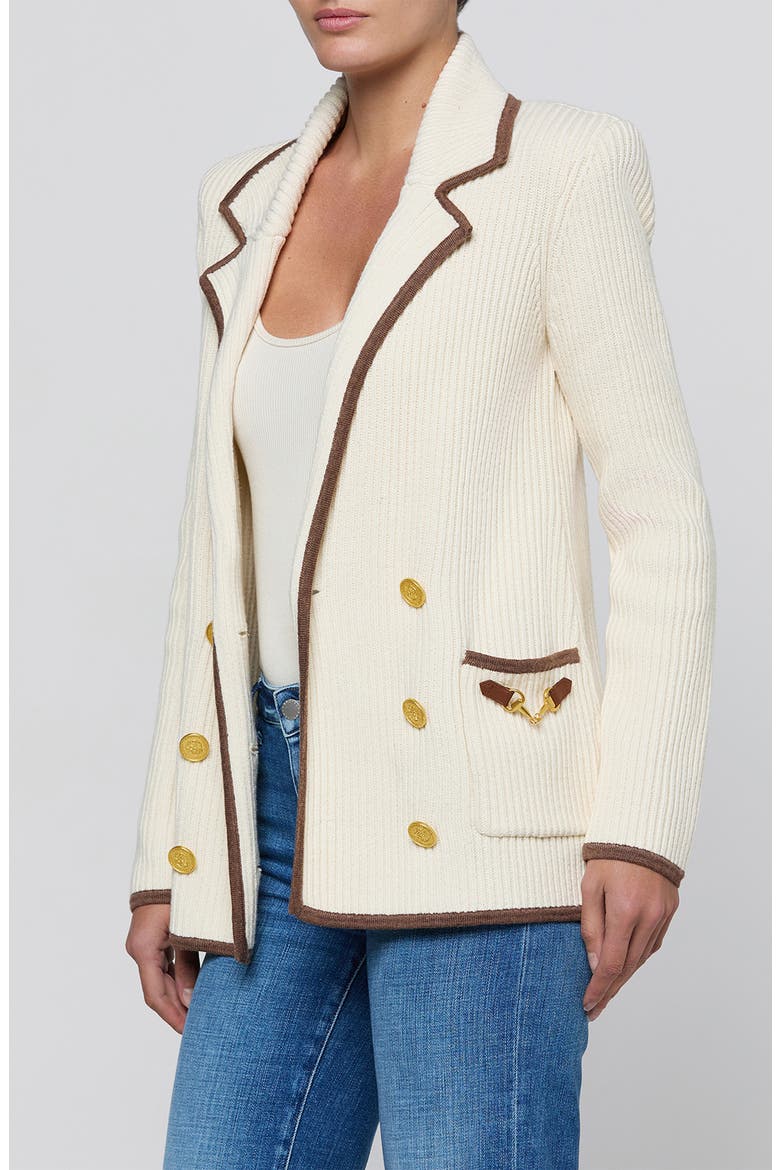 Ranch Double Breasted Knit Blazer, Alternate, color, IVORY/ DK CAPPUCCINO