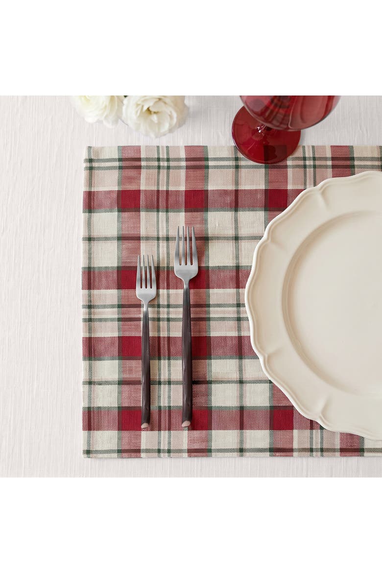 Linen Placemats 14 x 19 Inch Set of 4 - Almond Plaid, Alternate, color, Almond Plaid
