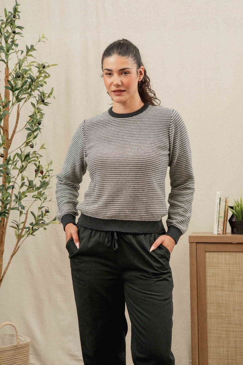 Ansel Sweater, Alternate, color, Charcoal Stripe