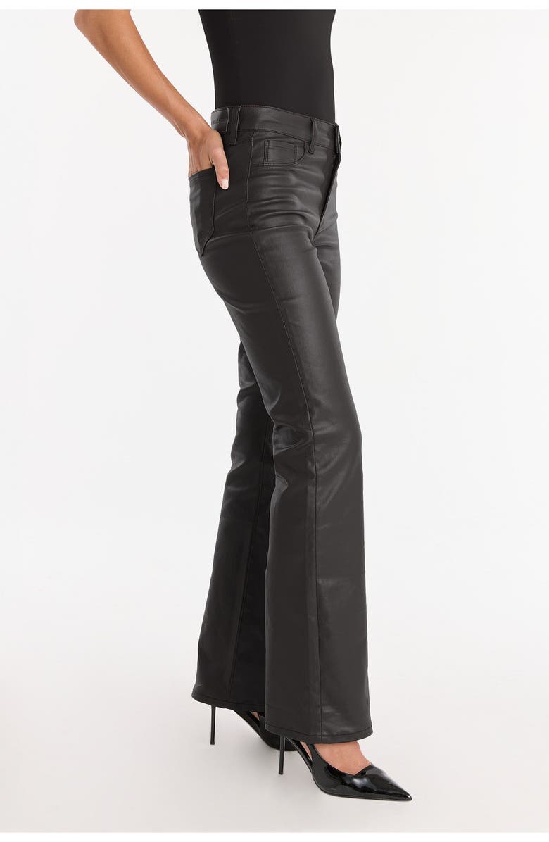 The Noli Shop Aria Coated Flare Jean Petite, Alternate, color, Black