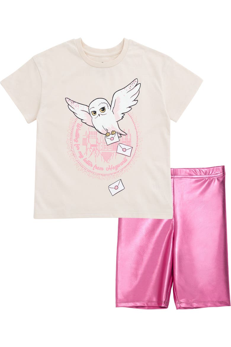 Hedwig 2-Piece T-Shirt and Bike Shorts Set, Main, color, Hedwig Beige Pink