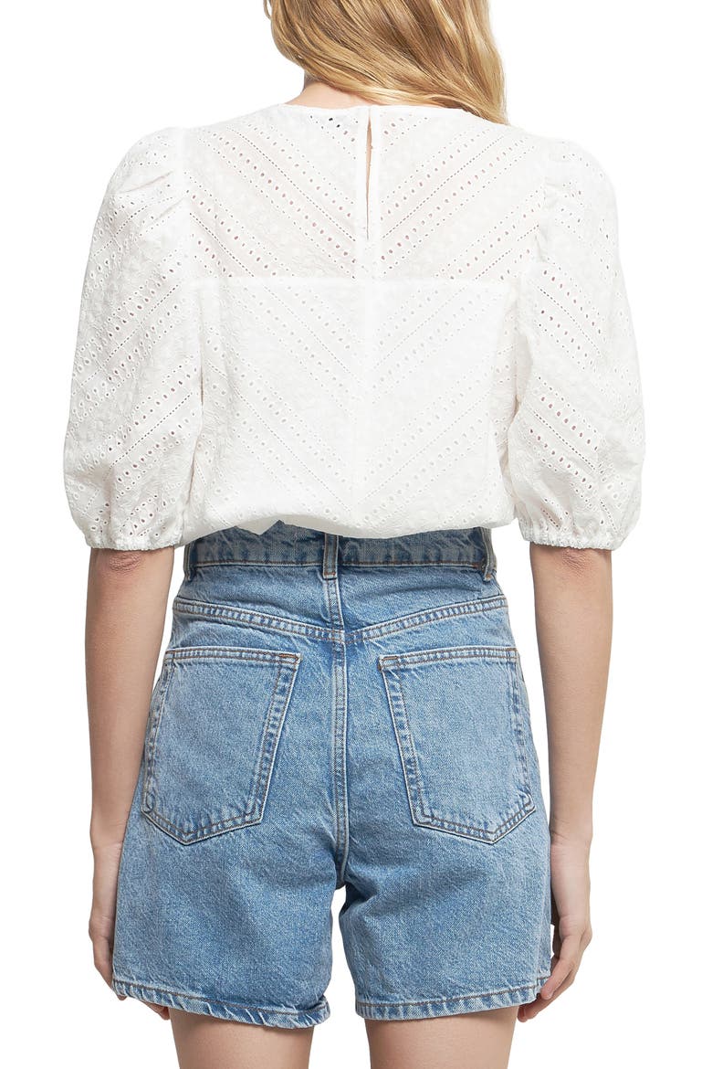 Eyelet Blouse, Alternate, color, WHITE
