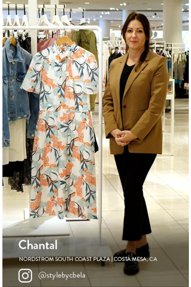 Julia Jordan Floral Print Flutter Sleeve Midi Dress (Women) | Nordstromrack