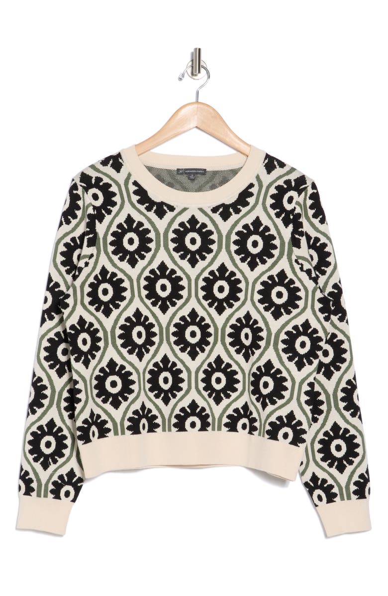 Adrianna Papell Floral Jacquard Sweater, Alternate, color, 