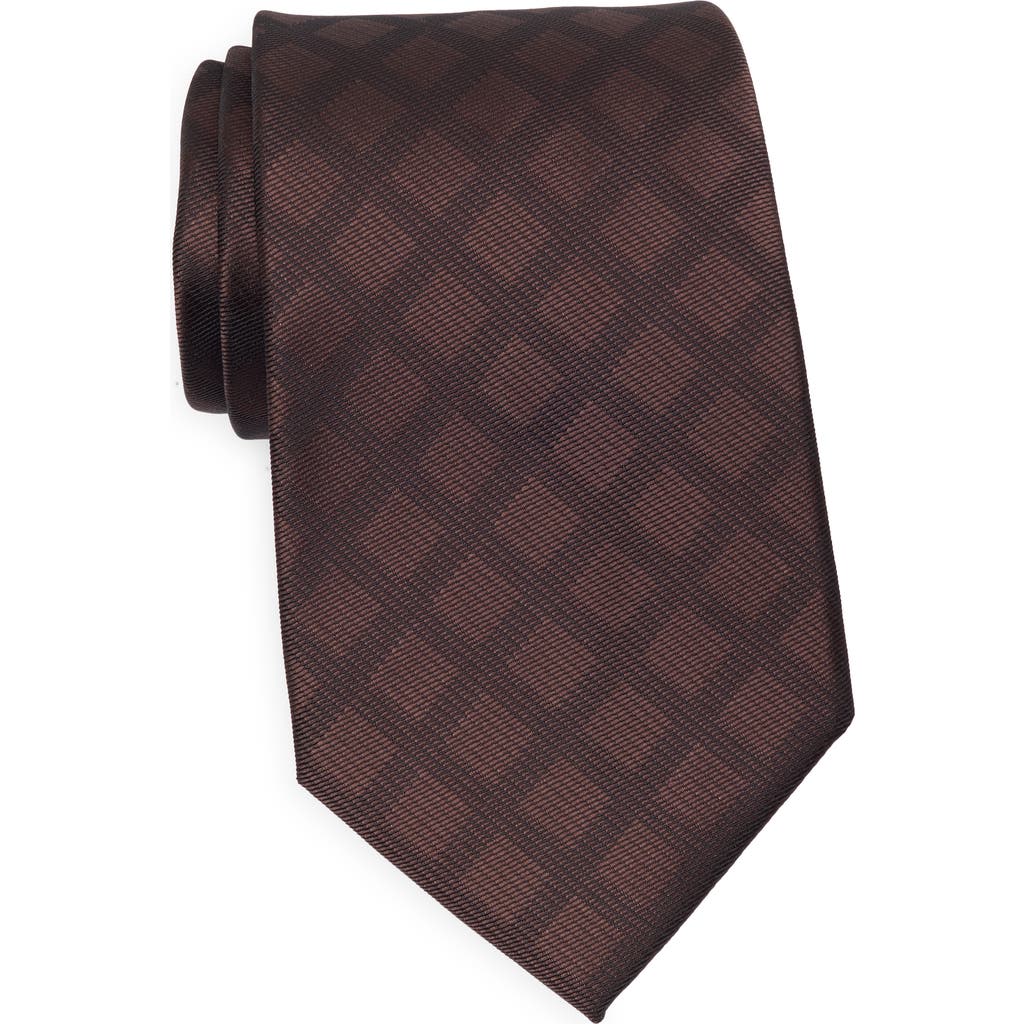 Calvin Klein Travis Grid Print Tie In Brown