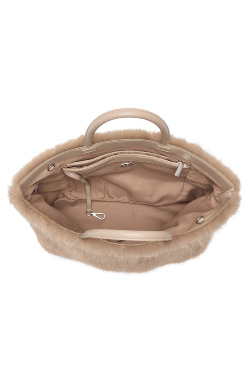 Bcbg Faux Fur Tote Bag With Pouch In Brown