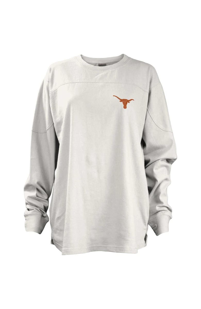 PRESSBOX Women's Pressbox White Texas Longhorns Pennant Stack Oversized Long Sleeve T-Shirt, Alternate, color,
