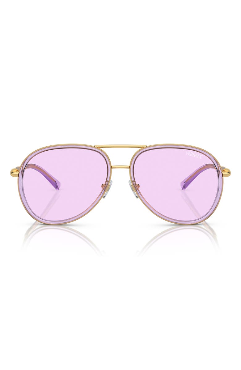 Versace 60mm Pilot Sunglasses, Main, color, Violet