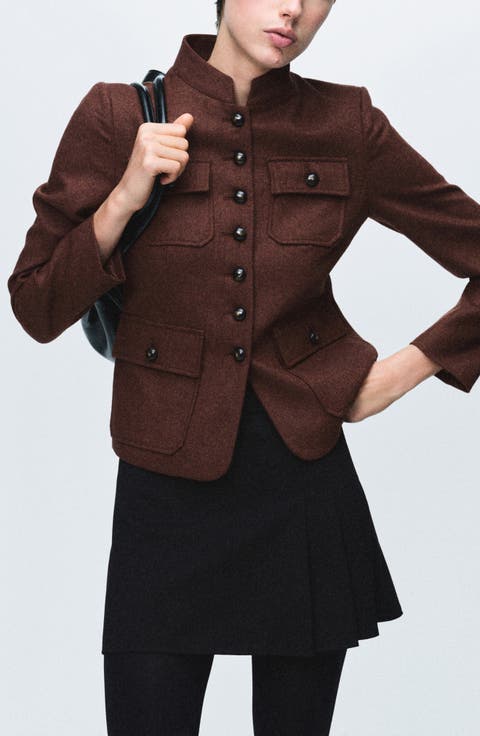Band Collar Wool Jacket