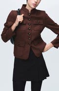 MANGO Band Collar Wool Jacket