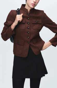 MANGO Band Collar Wool Jacket