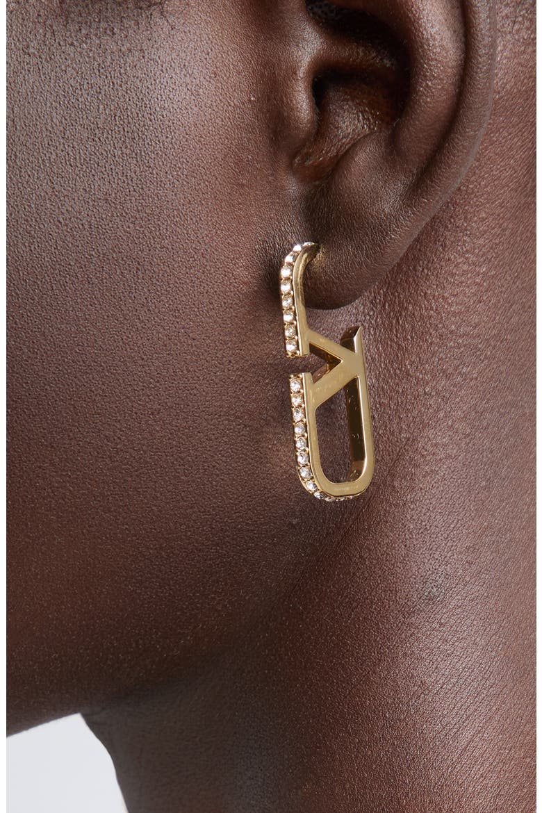 Vlogo Signature Swarovski Crystal Earrings, Alternate, color, GOLD
