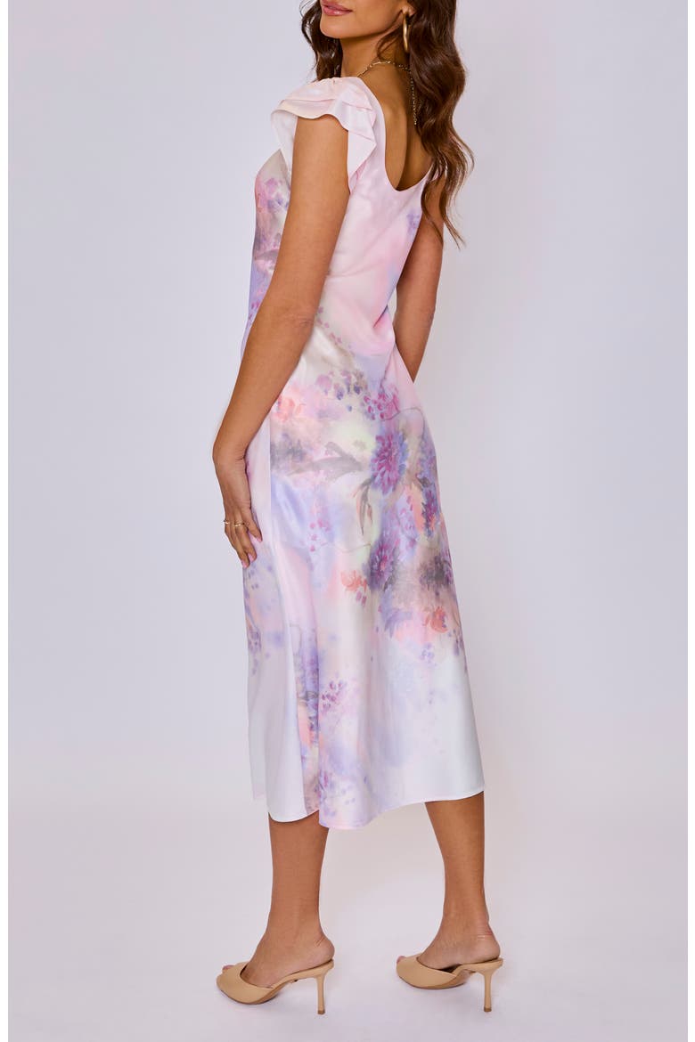 Aura Floral Satin Midi Slipdress, Alternate, color, LILAC MULTI