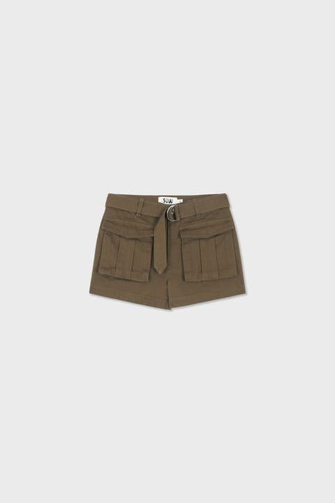 Organic Cotton Cargo Front Short With Belt