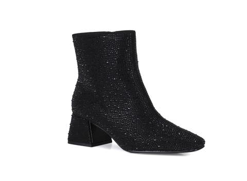 Rhinestone Block Heel  Bootie