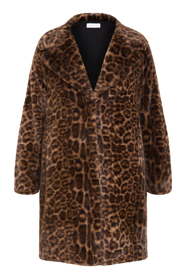 Remi Leopard Faux Fur Coat, Alternate, color, LEOPARD