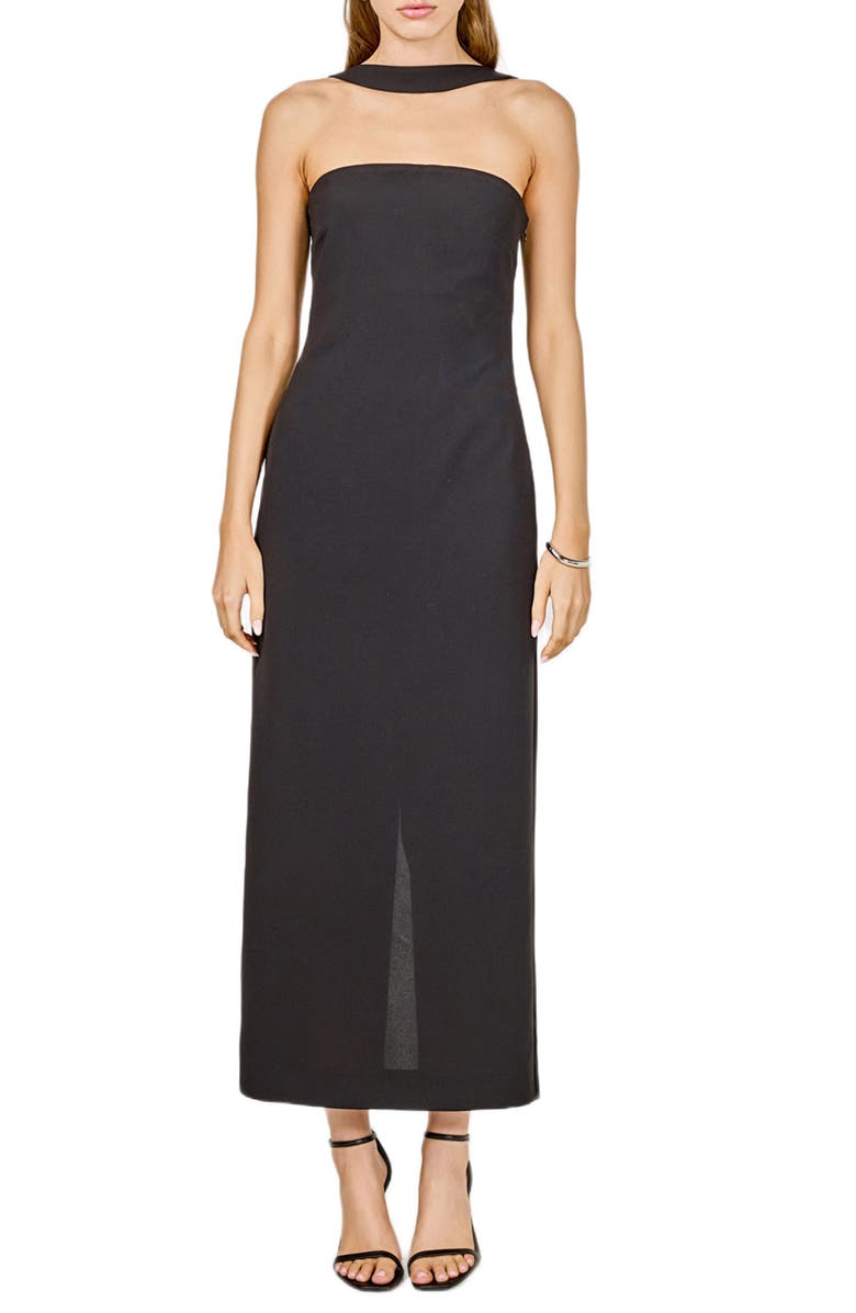 Endless Rose Neck Detail Cocktail Dress, Main, color, Black