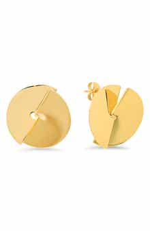18k Gold Plated Folded Geometric Stud Earrings