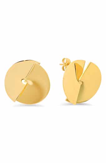 18k Gold Plated Folded Geometric Stud Earrings