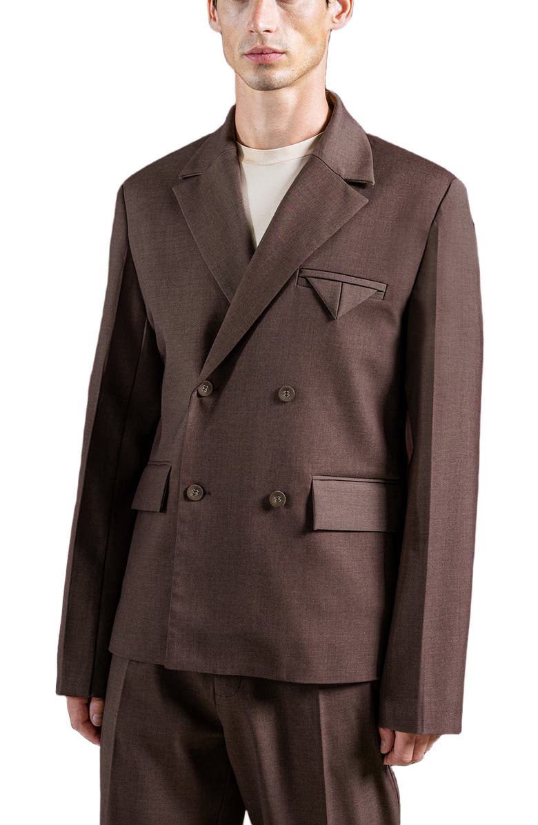 Manière De Voir Didier Double Breasted Twill Suit Jacket, Alternate, color, 