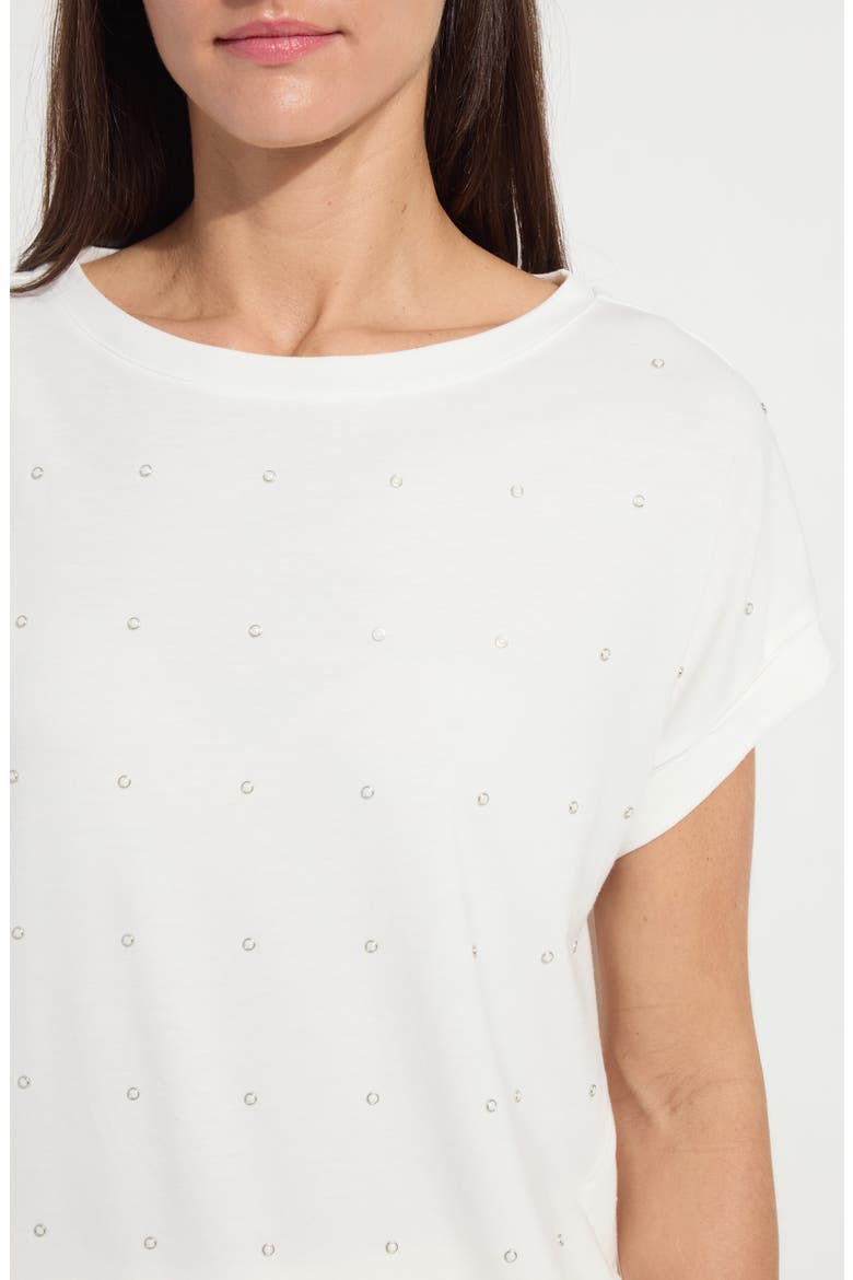 Nisha Embellished Jersey Top, Alternate, color, OFF WHITE