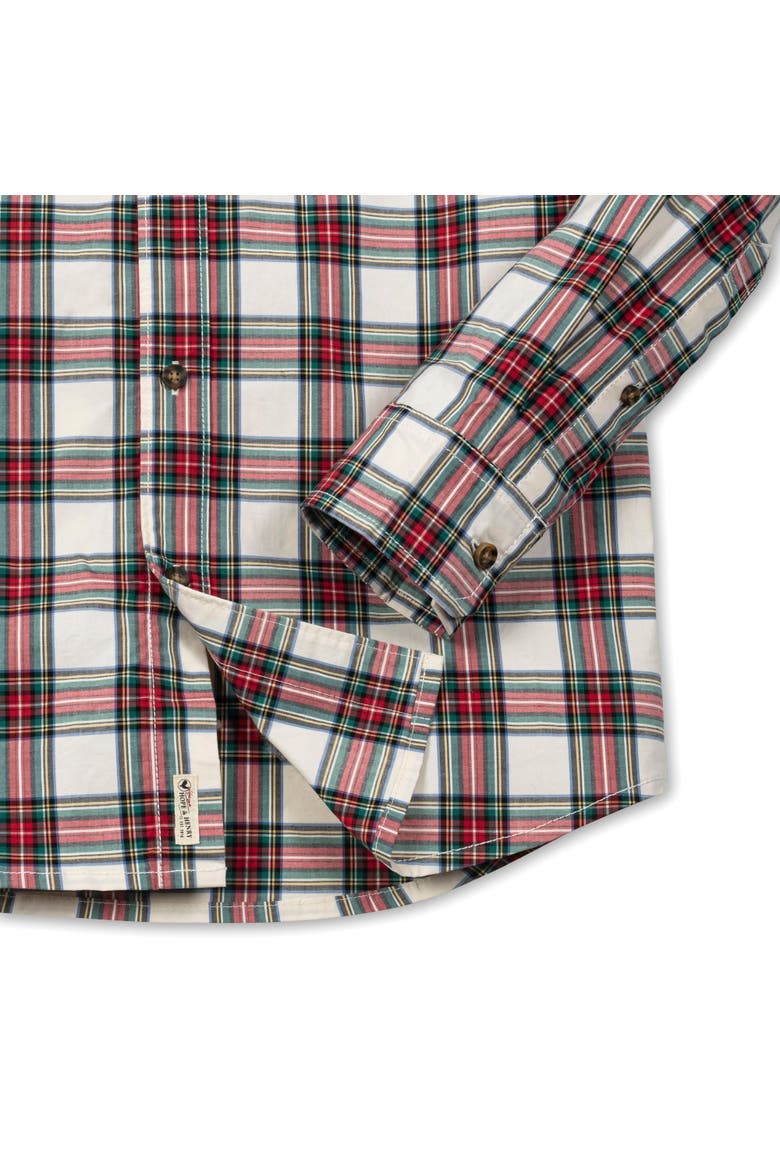 Men's Organic Stretch Poplin Shirt, Alternate, color, Ivory Holiday Tartan