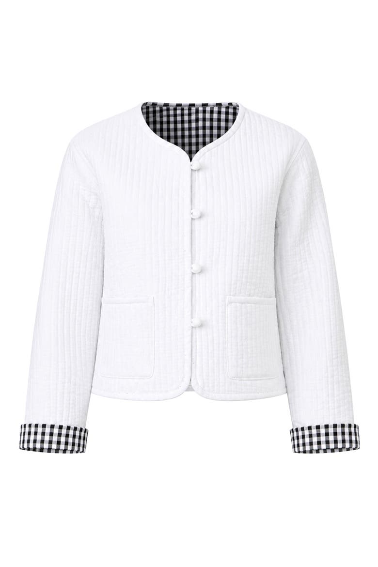 Reversible Cotton Quilted Cropped Jacket, Alternate, color, White
