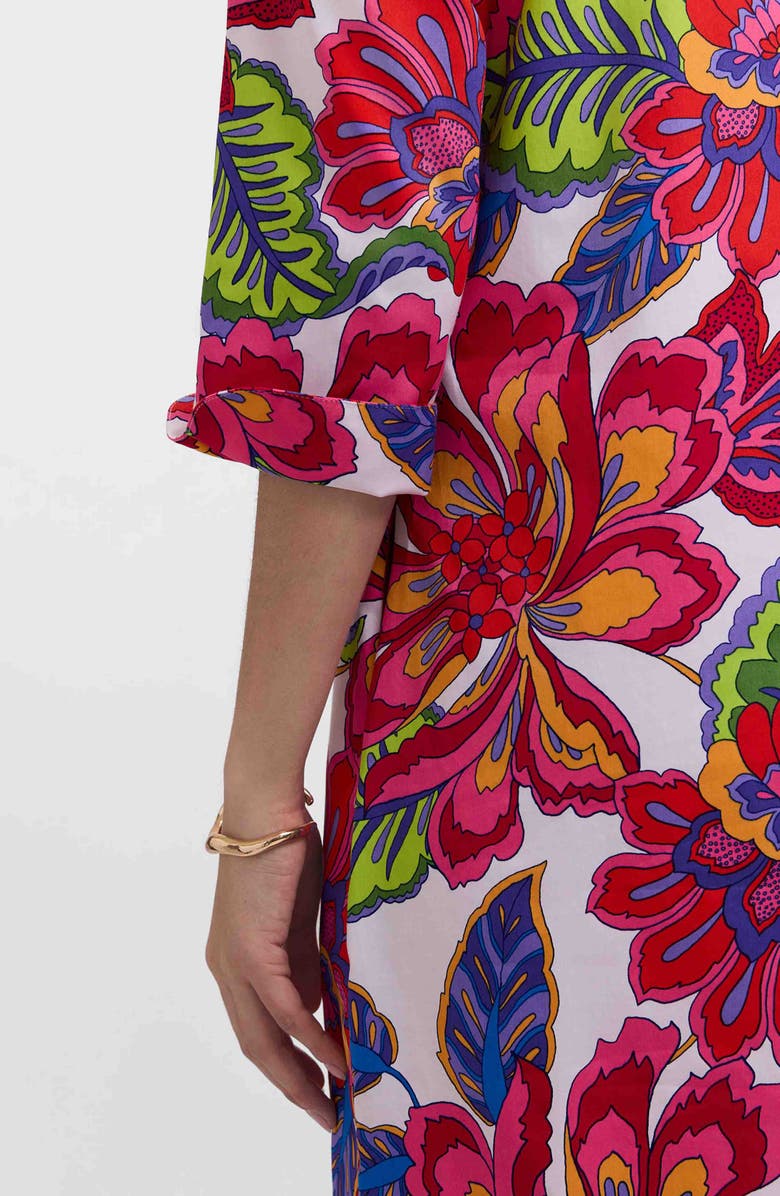 Foxcroft Vena Paradise Blooms Print Cotton Shift Dress, Alternate, color, 