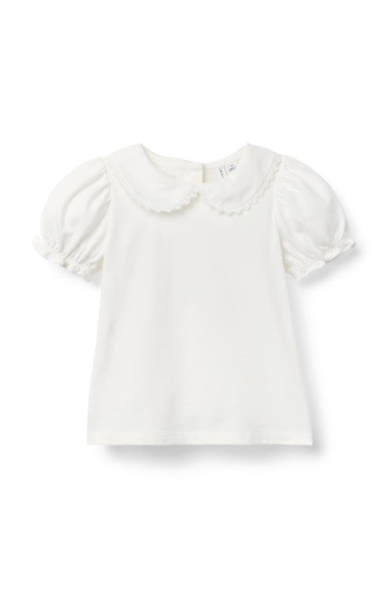 Janie and Jack Collared Puff Sleeve Top, Main, color, White