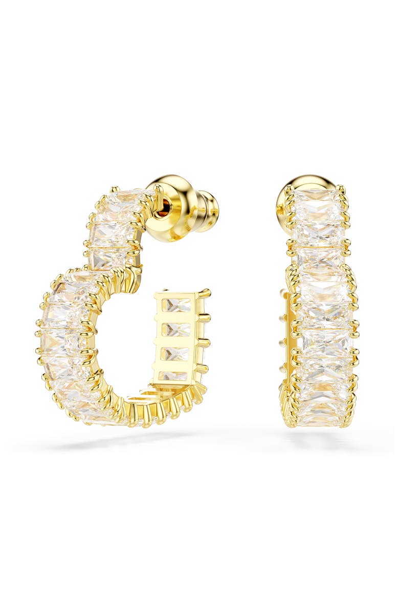 Matrix Crystal Heart Hoop Earrings, Main, color, WHITE/ GOLD