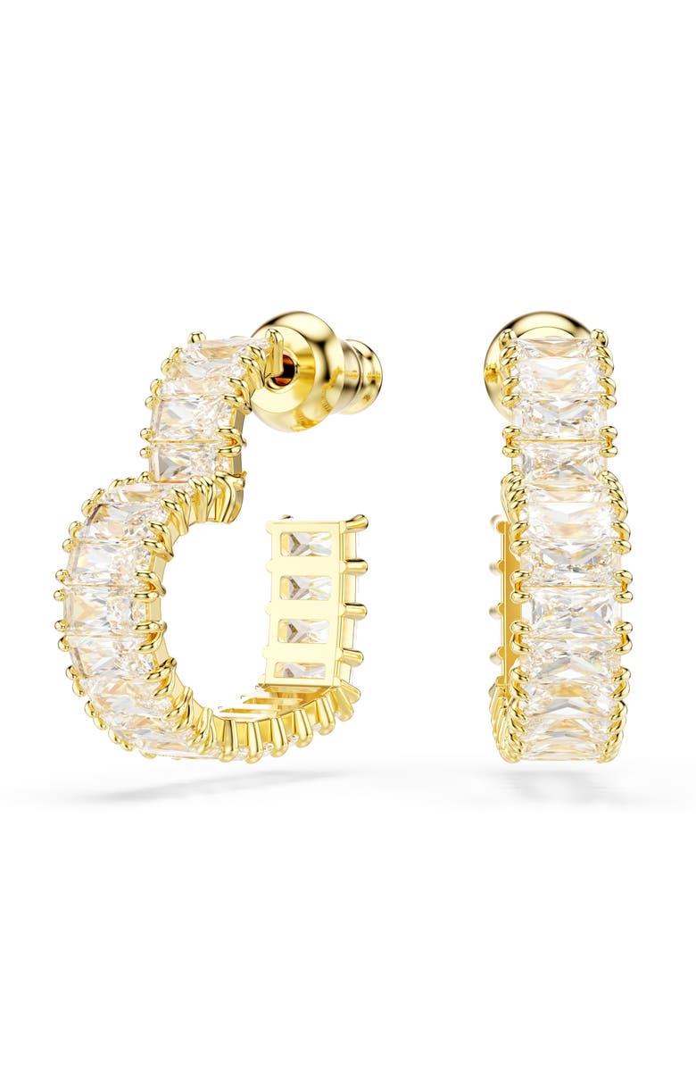 Swarovski Matrix Crystal Heart Hoop Earrings, Main, color, White/ Gold