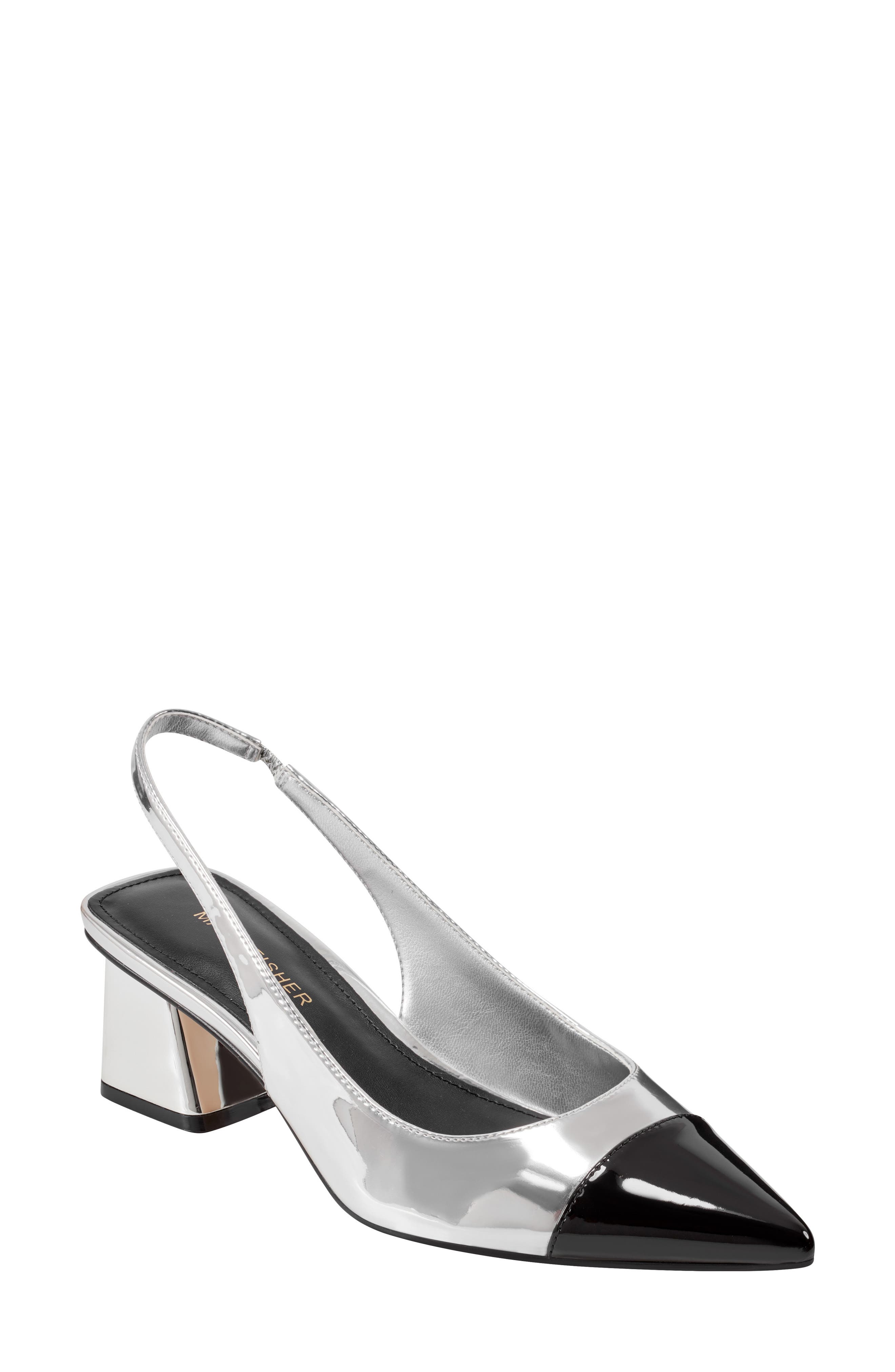 Marc Fisher Mirrored Block Heel Slingback Pump
