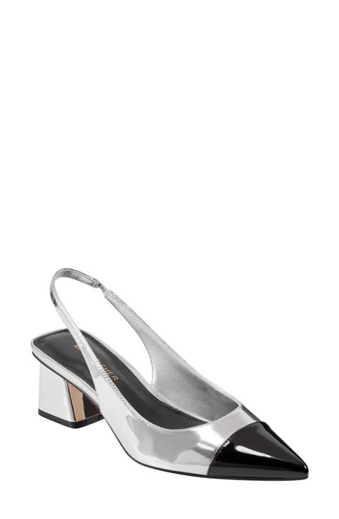 Mirrored Block Heel Slingback Pump (Women)