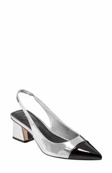 Marc Fisher Mirrored Block Heel Slingback Pump
