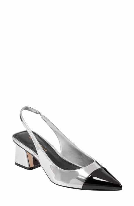 Marc Fisher Mirrored Block Heel Slingback Pump