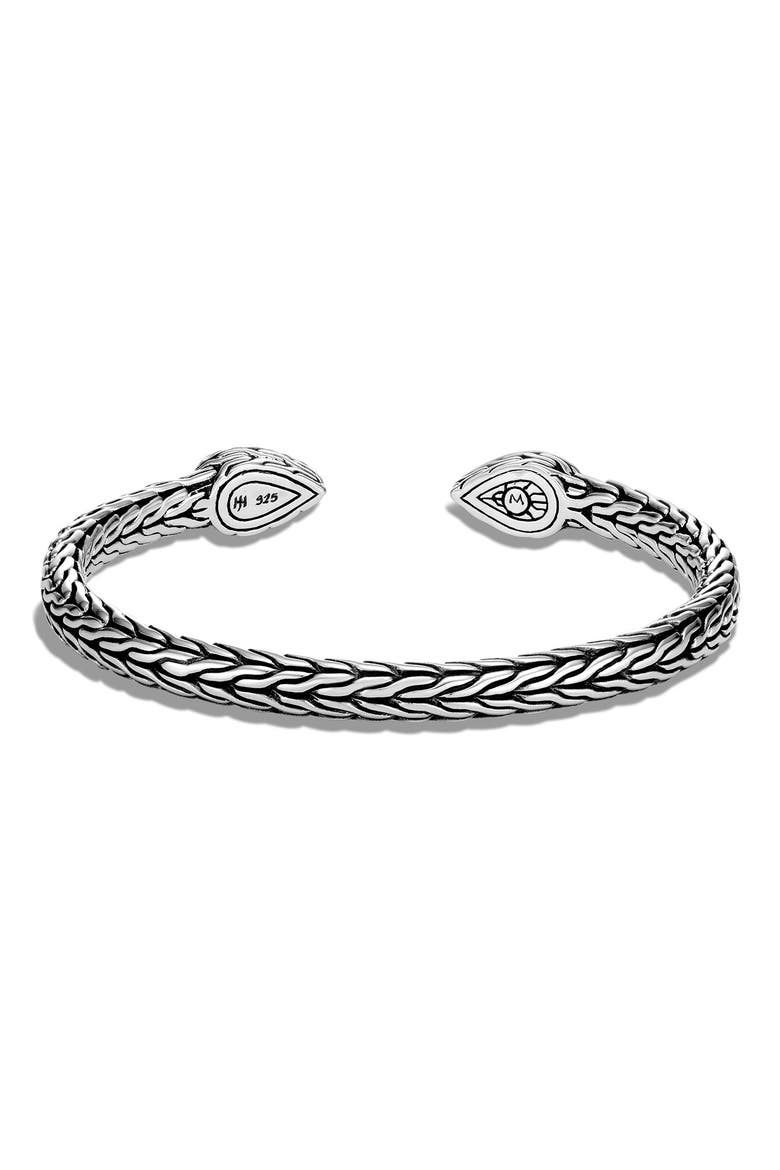 Classic Chain Hammered Sterling Silver Flex Cuff Bracelet, Alternate, color, SILVER