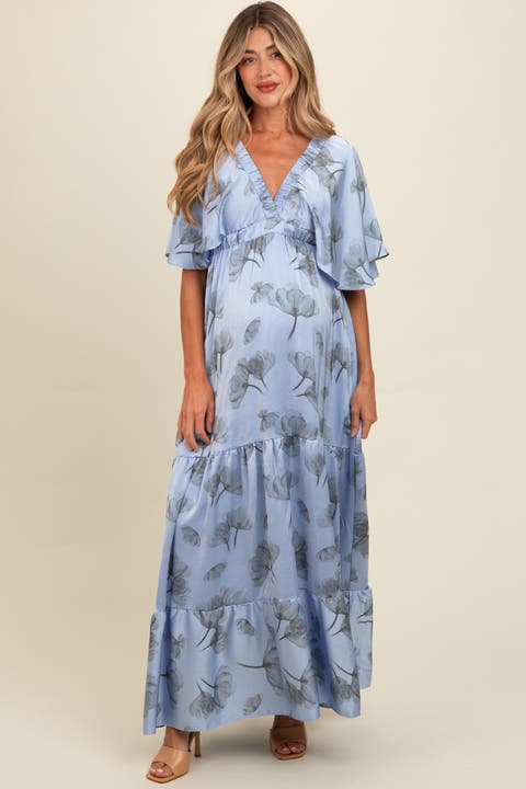 Floral Deep V-Neck Maxi Dress