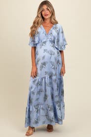 PinkBlush Floral Deep V-Neck Maxi Dress