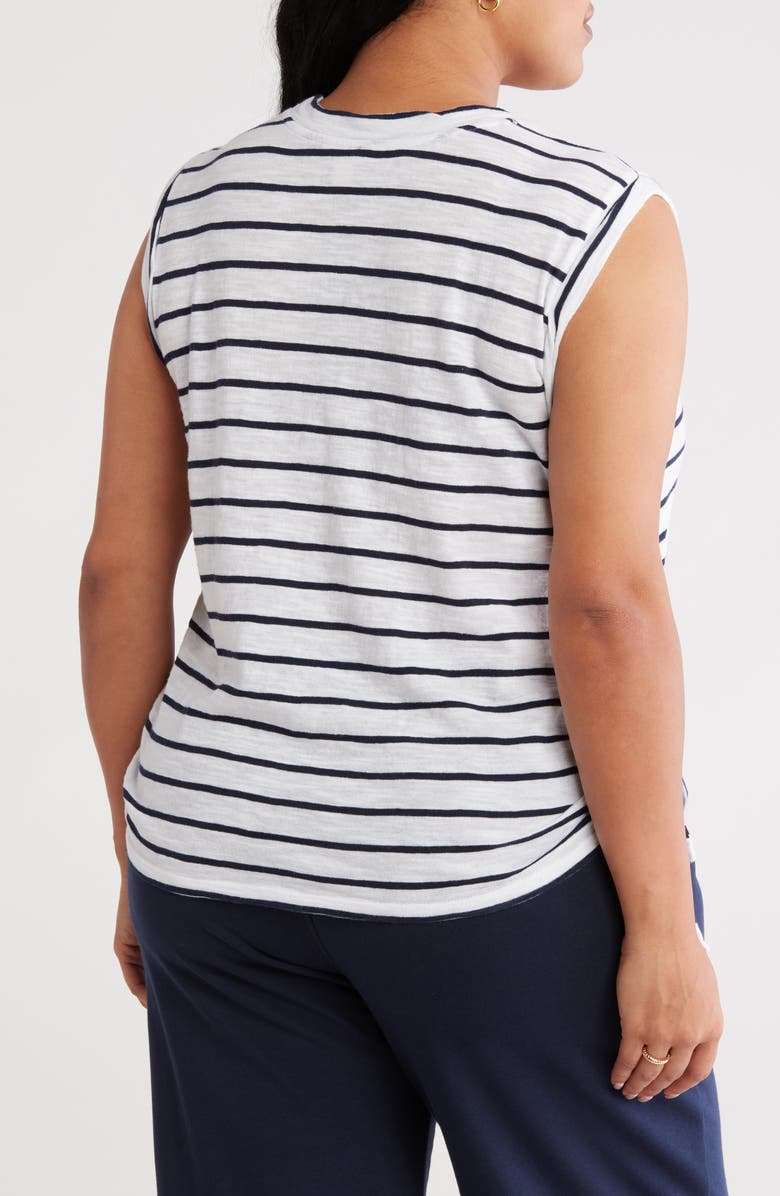 Caslon<sup>®</sup> Cinched Tank, Alternate, color, White- Navy Blazer Jana Stripe