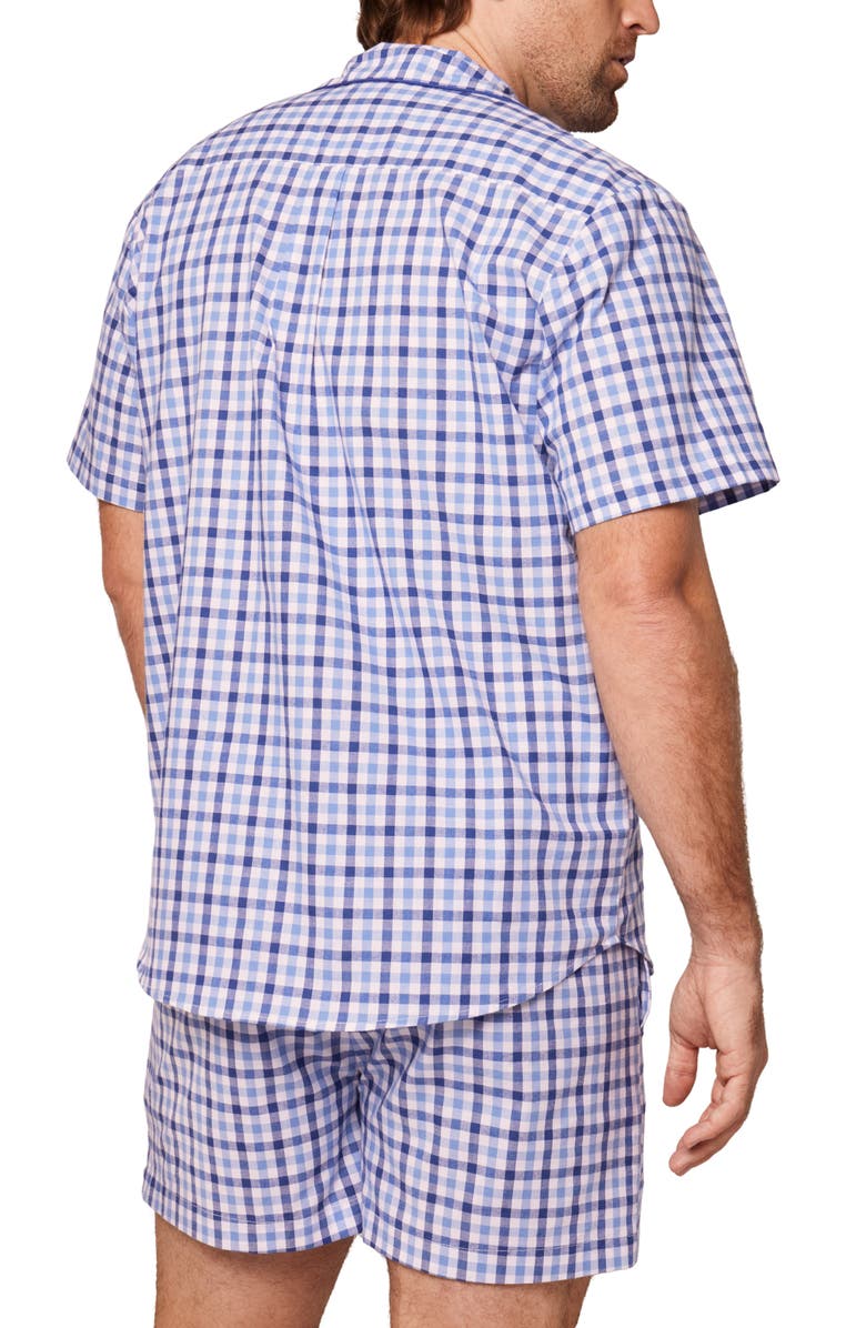 Petite Plume Royal Blue Cotton Gingham Check Short Pajamas, Alternate, color, 