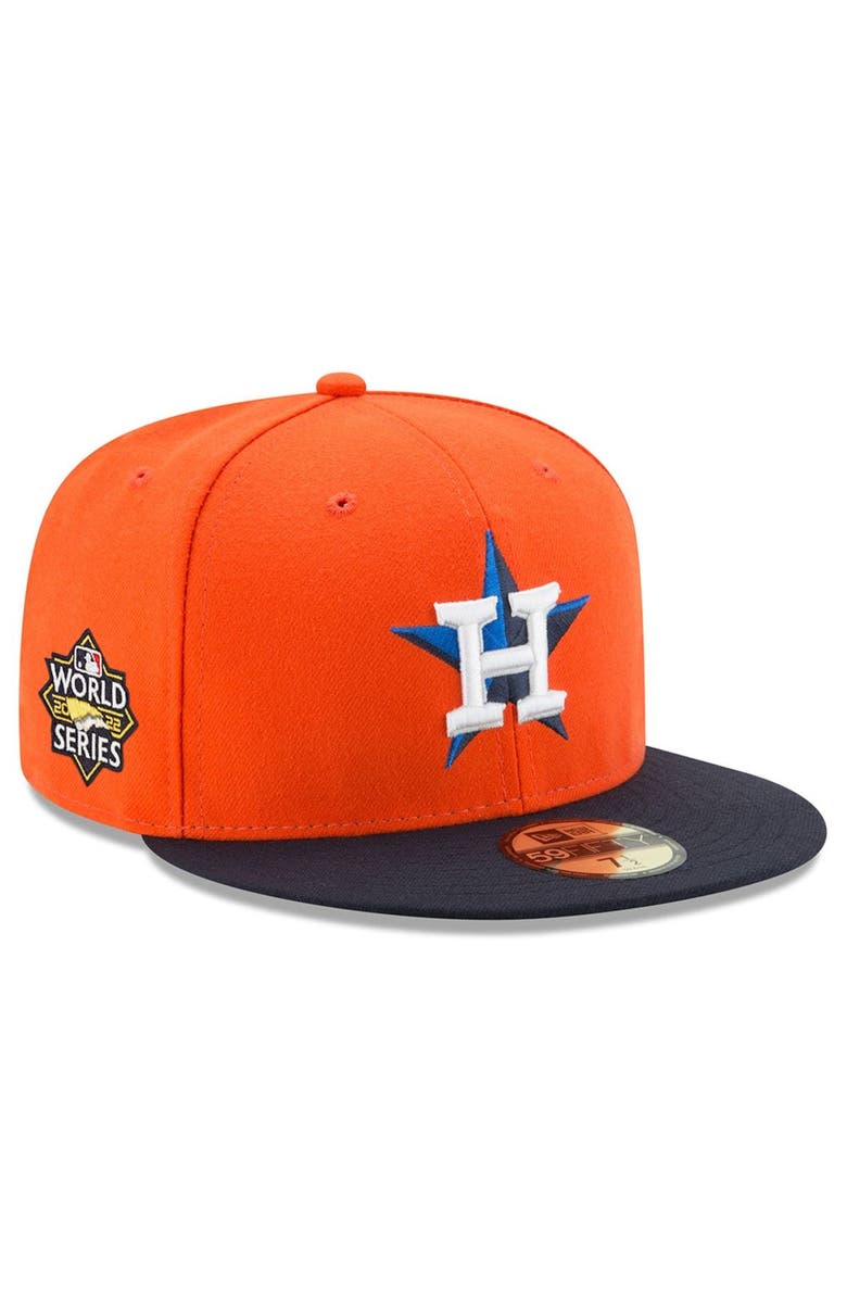 New Era Men's New Era Orange/Navy Houston Astros 2022 World Series Side Patch 59FIFTY Fitted Hat, Alternate, color,