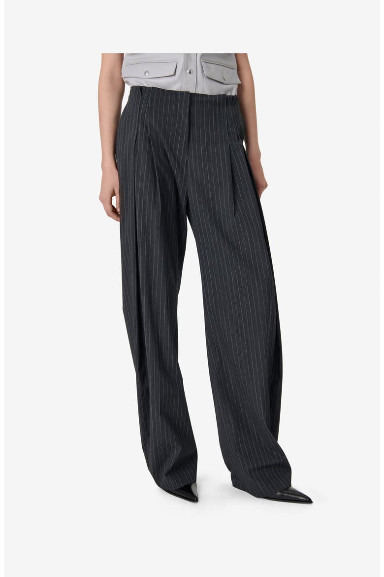The Kalie Trouser, Alternate, color, DARK GREY PINSTRIPES